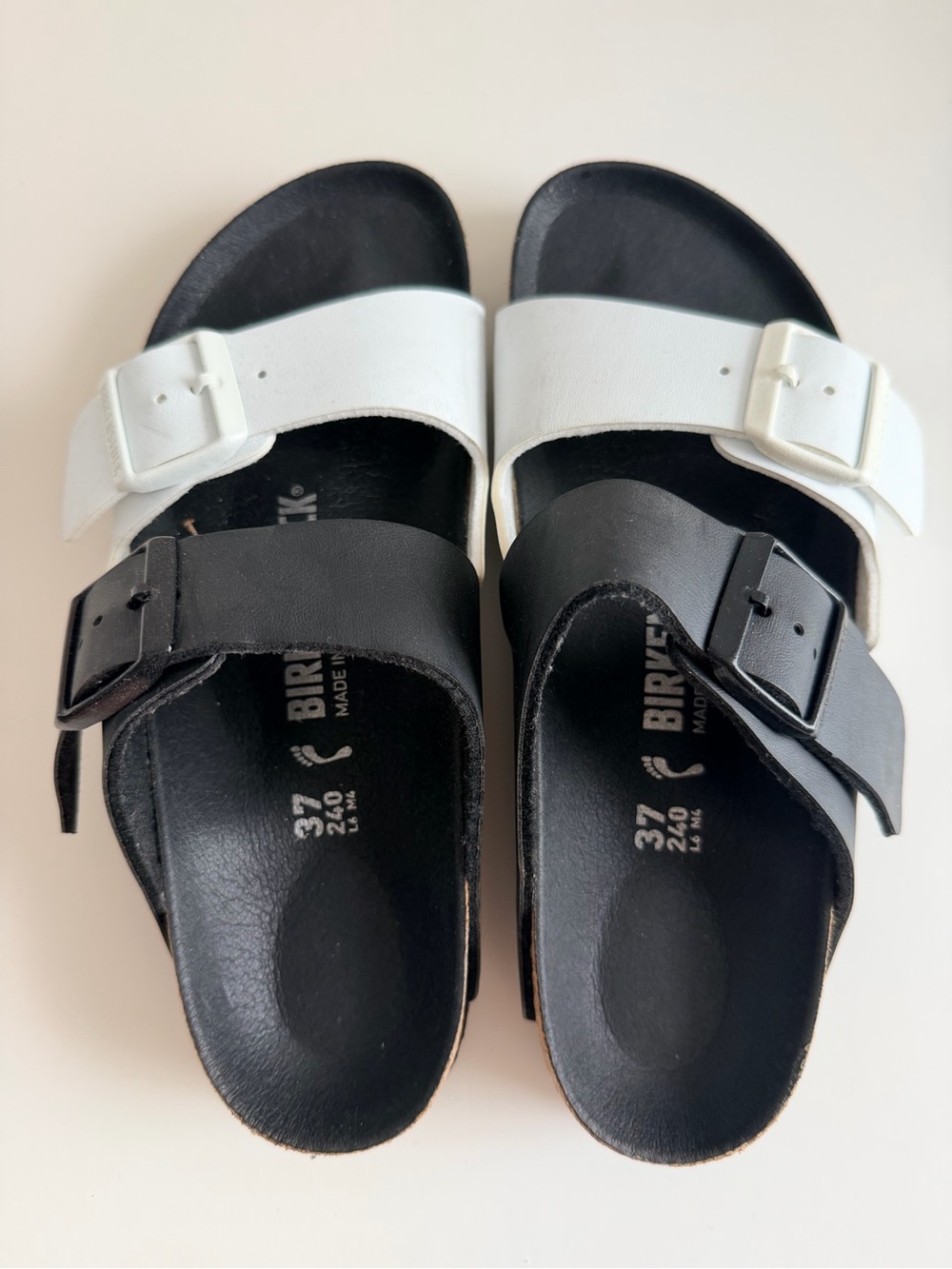 Birkenstock Kids Black & White Two-Buckle Arizona Sandals